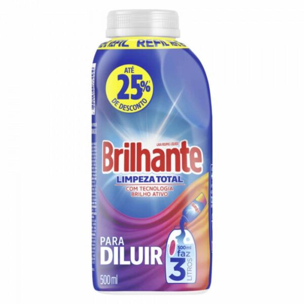 Lava Roupas Brilhante Limpeza Total Concentrado para Diluir 500ml
