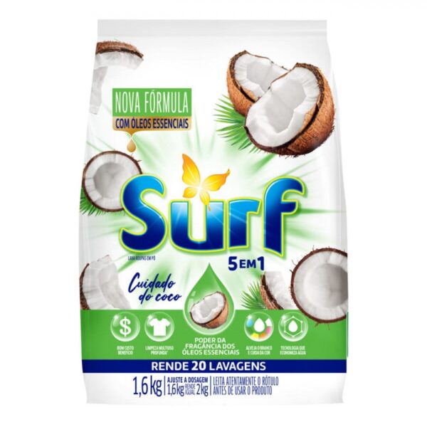 Detergente em Po Surf Cuidado do Coco 1,6kg