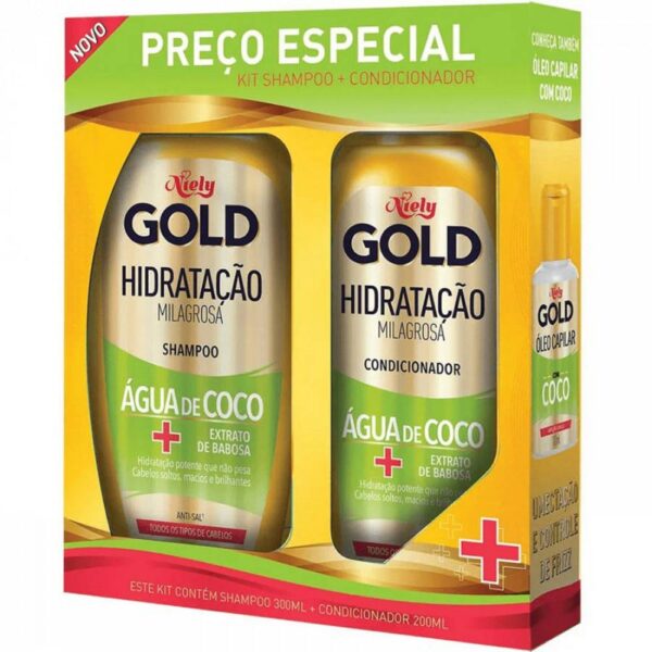 Kit Shampoo Niely Gold Hidratacao Milagrosa 275ml + Condicionador 175ml