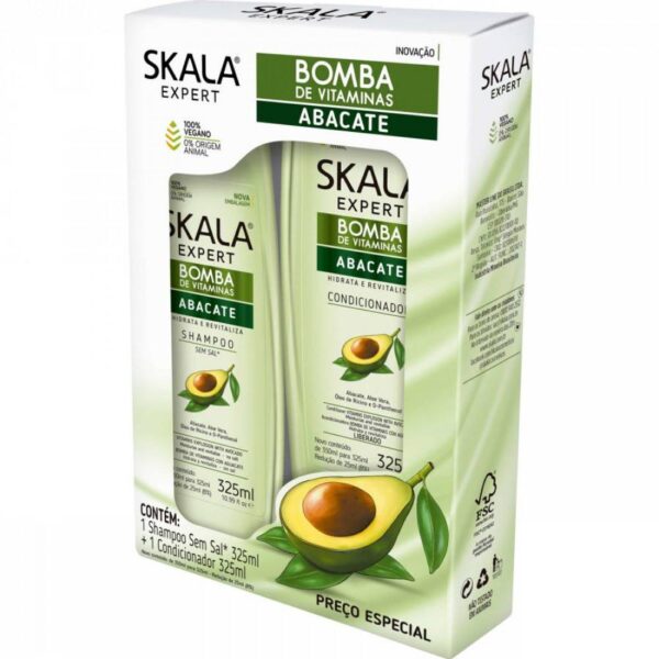 Kit Shampoo Skala Bomba de Vitaminas Abacate 325ml + Condicionador 325ml