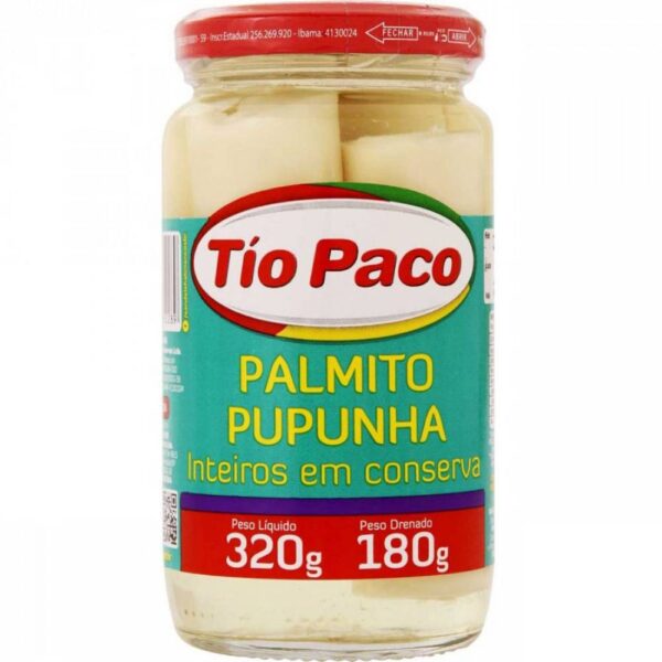 Palmito Pupunha Tio Paco Inteiro em Conserva 180g
