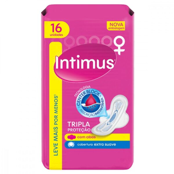 Absorvente Intimus Gel Normal Com Abas Suave Leve 16 Pague P14