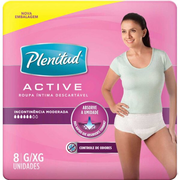 Fralda Plenitud Active Mulher Tamanho GXG 8un