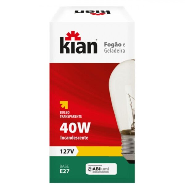 Lampada Kian Incandescente Geladeira/Fogao 40w 127v